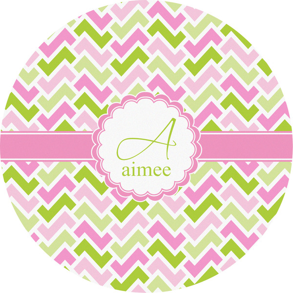 Custom Pink & Green Geometric Multipurpose Round Labels - 5" (Personalized)