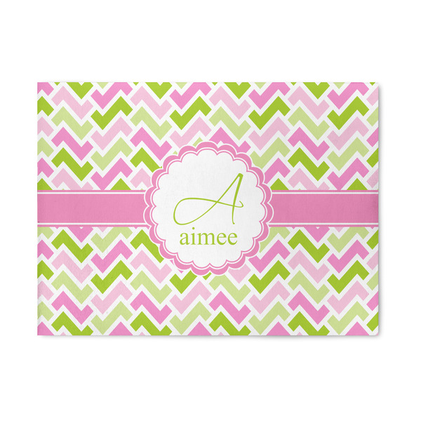 Custom Pink & Green Geometric 5' x 7' Patio Rug (Personalized)