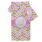 Pink & Green Geometric Bath Towel Set - 3 Pcs (Personalized)