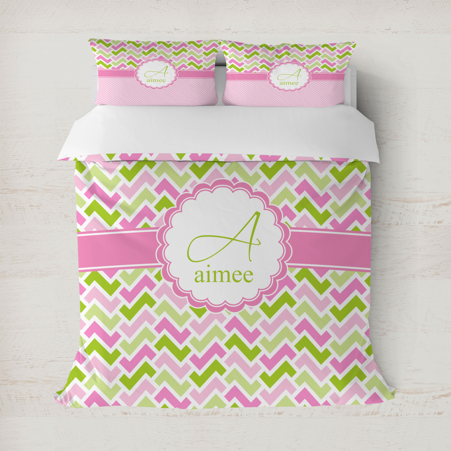 pink green duvet cover