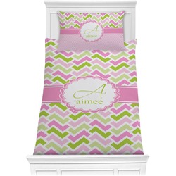 Pink & Green Geometric Comforter Set - Twin (Personalized)