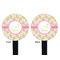 Pink & Green Geometric Black Plastic 7" Stir Stick - Double Sided - Round - Front & Back