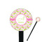 Pink & Green Geometric Black Plastic 7" Stir Stick - Round - Closeup