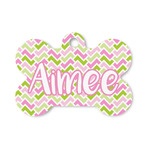 Pink & Green Geometric Bone Shaped Dog ID Tag - Small (Personalized)