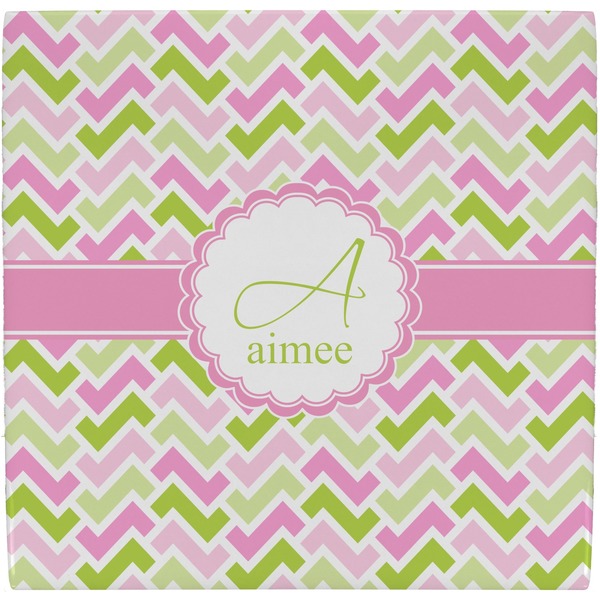 Custom Pink & Green Geometric Ceramic Tile Hot Pad (Personalized)