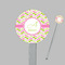 Pink & Green Geometric Clear Plastic 7" Stir Stick - Round - Closeup