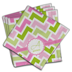 Pink & Green Geometric Cloth Napkins (Set of 4) (Personalized)