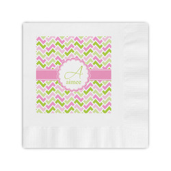 Pink & Green Geometric Coined Cocktail Napkins (Personalized)