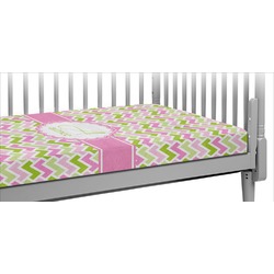Pink & Green Geometric Crib Fitted Sheet (Personalized)