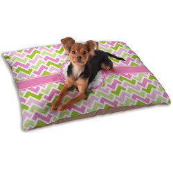 Pink & Green Geometric Dog Bed - Small w/ Name and Initial