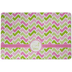 Pink & Green Geometric Dog Food Mat w/ Name and Initial