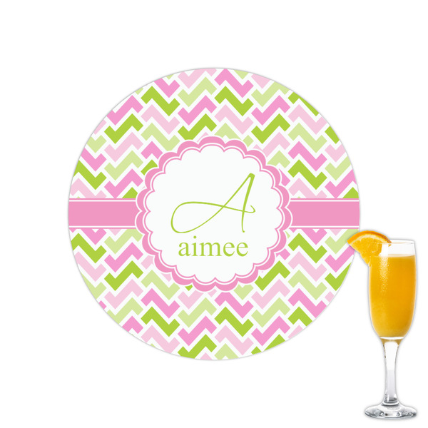 Custom Pink & Green Geometric Printed Drink Topper - 2.15" (Personalized)