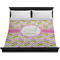 Pink & Green Geometric Duvet Cover - King - On Bed - No Prop