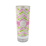 Pink & Green Geometric 2 oz Shot Glass -  Glass with Gold Rim - Single (Personalized)