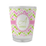 Pink & Green Geometric Glass Shot Glass - 1.5 oz - Single (Personalized)