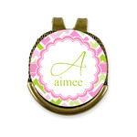 Pink & Green Geometric Golf Ball Marker - Hat Clip - Gold