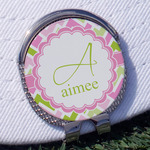 Pink & Green Geometric Golf Ball Marker - Hat Clip