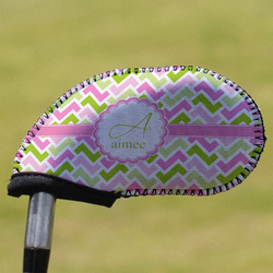 Pink & Green Geometric Golf Club Iron Cover (Personalized)