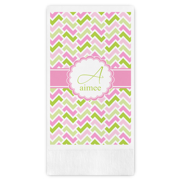 Custom Pink & Green Geometric Guest Paper Towels - Full Color (Personalized)