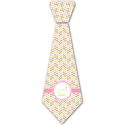 Pink & Green Geometric Iron On Tie - 4 Sizes w/ Name and Initial