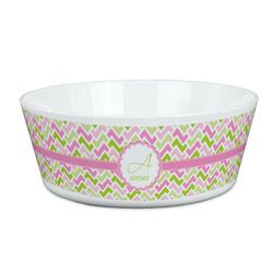 Pink & Green Geometric Kid's Bowl (Personalized)