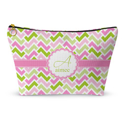 Pink & Green Geometric Makeup Bag - Large - 12.5"x7" (Personalized)