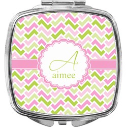 Pink & Green Geometric Compact Makeup Mirror (Personalized)