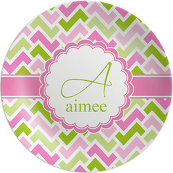 Pink & Green Geometric Melamine Salad Plate - 8" (Personalized)