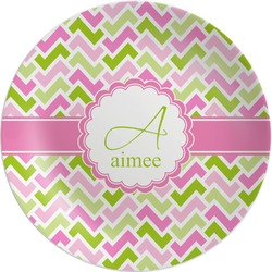 Pink & Green Geometric Melamine Plate (Personalized)