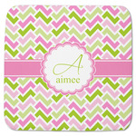 Pink & Green Geometric Memory Foam Bath Mat - 48"x48" (Personalized)