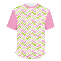 Pink & Green Geometric Men's Crew T-Shirt - 2X Large