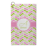 Pink & Green Geometric Microfiber Golf Towel - Small (Personalized)