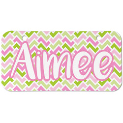 Pink & Green Geometric Mini/Bicycle License Plate (2 Holes) (Personalized)