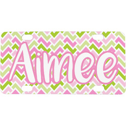 Pink & Green Geometric Mini / Bicycle License Plate (4 Holes) (Personalized)