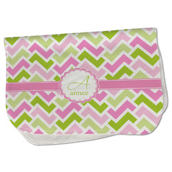 Pink & Green Geometric Burp Cloth - Fleece w/ Name and Initial