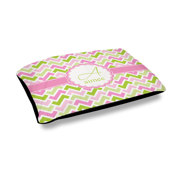 Custom Pink & Green Geometric Outdoor Dog Bed - Medium (Personalized)