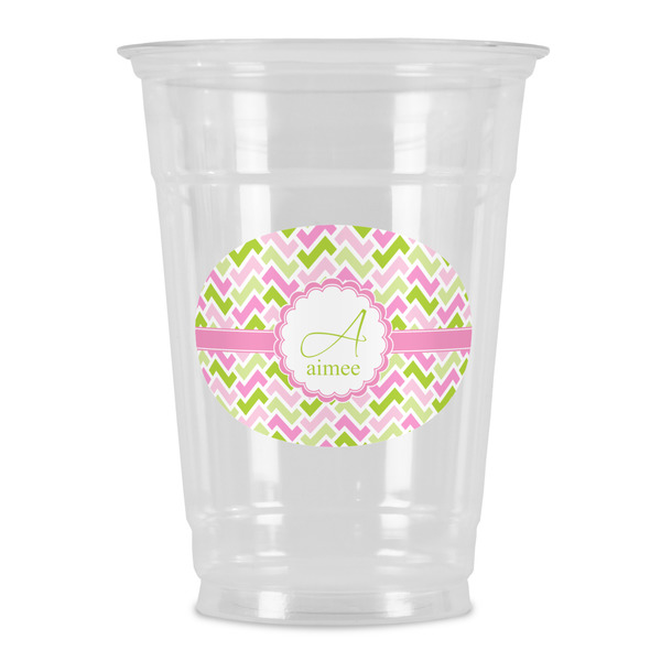 Custom Pink & Green Geometric Party Cups - 16oz (Personalized)