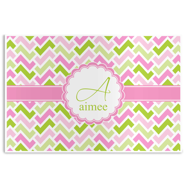 Custom Pink & Green Geometric Disposable Paper Placemats (Personalized)