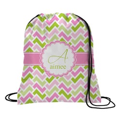 Pink & Green Geometric Drawstring Backpack - Medium (Personalized)