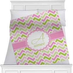 Pink & Green Geometric Minky Blanket - Twin / Full - 80"x60" - Single Sided (Personalized)