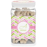 Pink & Green Geometric Dog Treat Jar (Personalized)