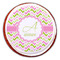 Pink & Green Geometric Printed Icing Circle - Large - On Cookie