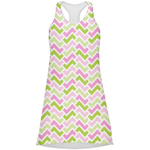 Custom Pink & Green Geometric Racerback Dress - X Large