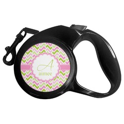 Pink & Green Geometric Retractable Dog Leash - Large (Personalized)