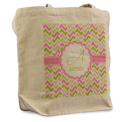 Pink & Green Geometric Reusable Cotton Grocery Bag - Single (Personalized)