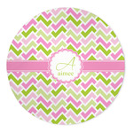 Pink & Green Geometric 5' Round Indoor Area Rug (Personalized)