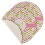 Pink & Green Geometric Round Linen Placemat - Single Sided - Set of 4 (Personalized)