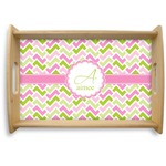 Pink & Green Geometric Natural Wooden Tray - Small (Personalized)