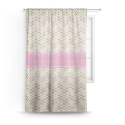 Pink & Green Geometric Sheer Curtain