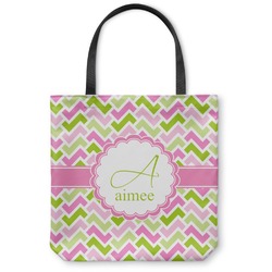 Pink & Green Geometric Canvas Tote Bag - Medium - 16"x16" (Personalized)